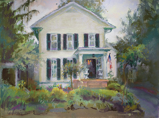 Artist Judith Carducci pastel home portrait: Hudson House #3 ©2009