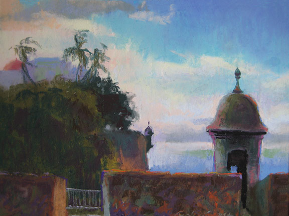 Artist Judith Carducci pastel architecture portrait: The Governor's Palace and City Wall, Old San Juan ©2009