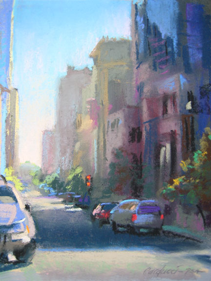 Artist Judith Carducci pastel cityscape: Downtown Raleigh Morning ©2010