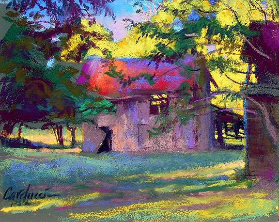 Artist Judith Carducci pastel landscape: Tuckers' Barn ©2010