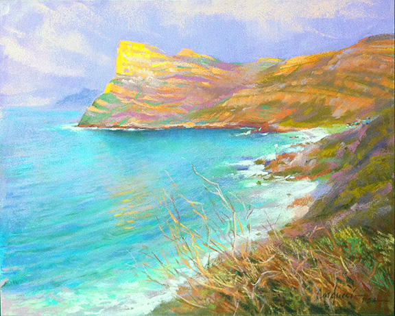 Artist Judith Carducci pastel landscape: Headlands on the Cape of Good Hope, South Africa ©2010