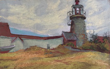Judith Carducci plein air pastel landscape painting -Monhegan Island, Maine